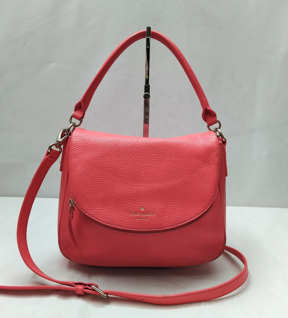 Kate Spade New York Red Leather Zipper Flap Closure Satchel Crossbody Bag
